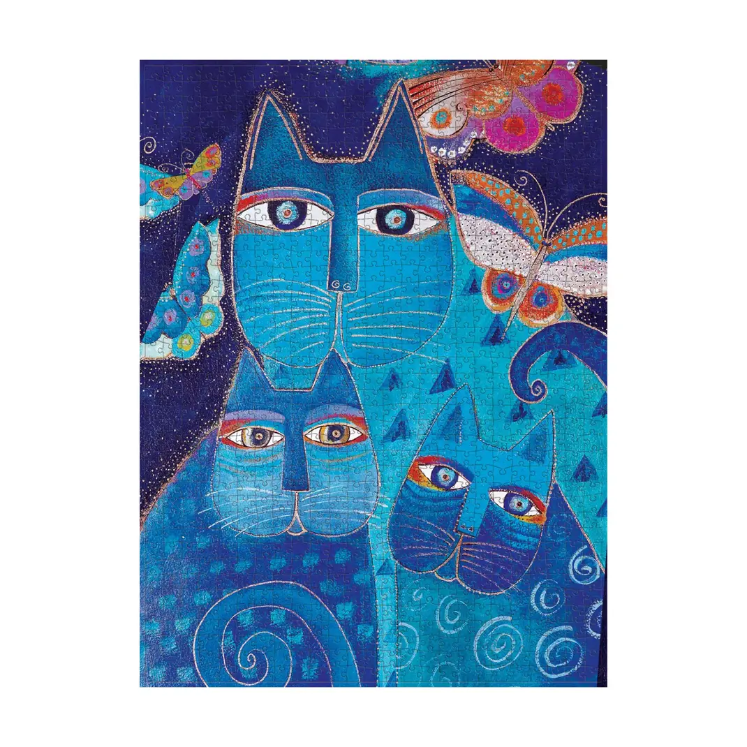 Puzzle Katzen in Blau mit Schmetterlingen